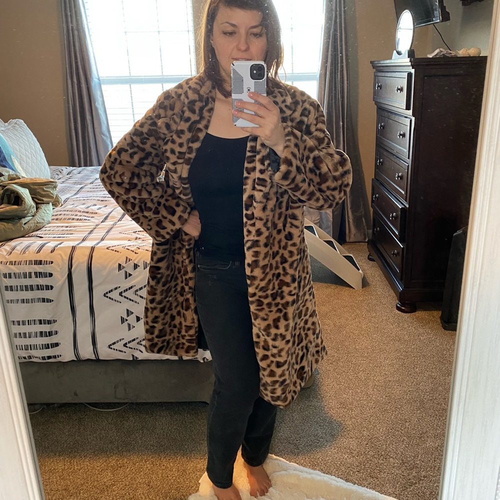 Leopard Print Vegan Fur Jacket
